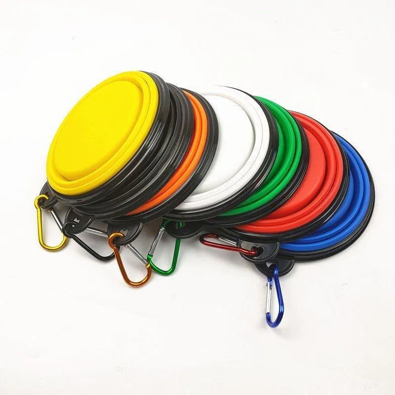 2 Pack Collapsible Portable Pet Feeding Watering Dish with Carabiners - 34 OZ