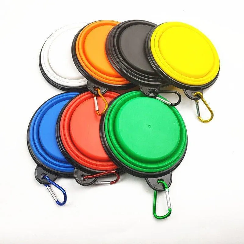 2 Pack Collapsible Portable Pet Feeding Watering Dish with Carabiners - 34 OZ