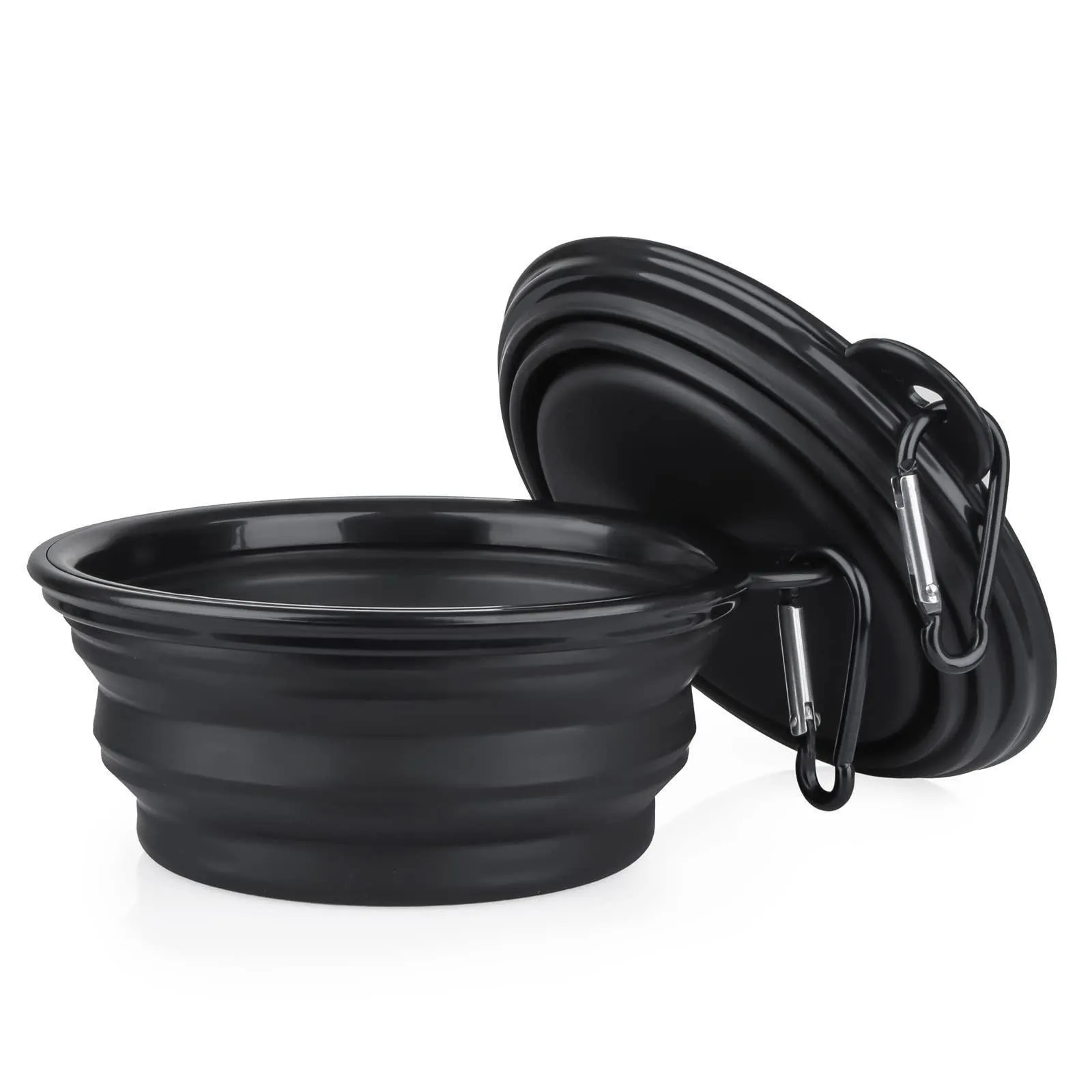 2 Pack Collapsible Portable Pet Feeding Watering Dish with Carabiners - 34 OZ