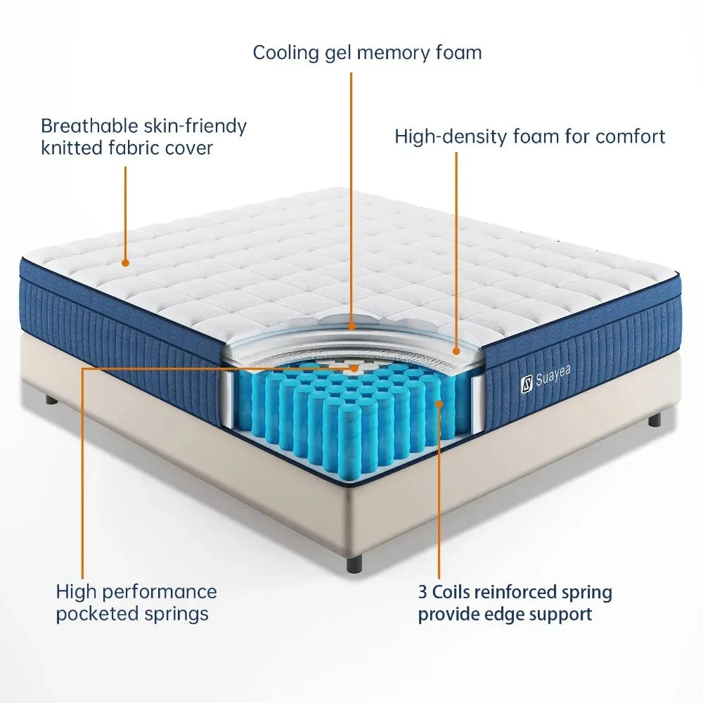 2024 LuxSleep Hybrid Gel Memory Foam and Pocket Spring Mattress - 10" & 12" Comfort Options