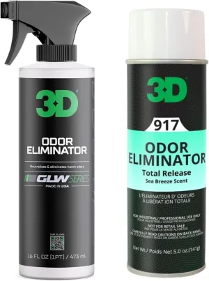 3D GLW Odor Eliminator Spray (16 oz) & Total Release Fogger (Sea Breeze, 5 oz)  Dual Action Air Freshener for Lasting Odor Control