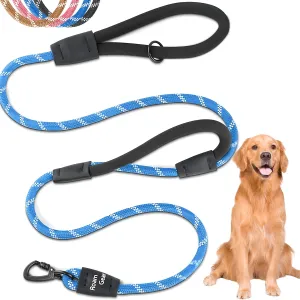 6 Foot Dog Leash, Two Extra Padded Handles, Heavy Duty Dog Leash for Medium to Large Pets, Highly Reflective, Shock-Absorbing No Pull Rope Lead, Durable for Walking, Running, Training Lead - Roam Gear