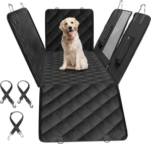 64" Black Simple Deluxe Waterproof Dog Car Seat Cover for Back Seat