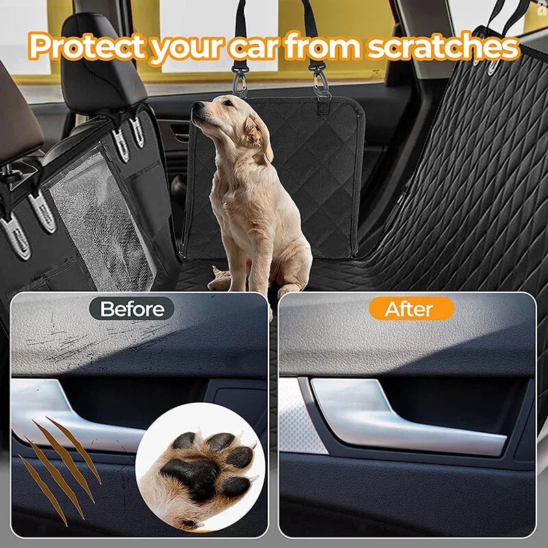 64" Black Simple Deluxe Waterproof Dog Car Seat Cover for Back Seat