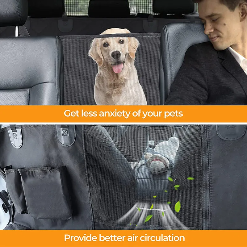 64" Black Simple Deluxe Waterproof Dog Car Seat Cover for Back Seat