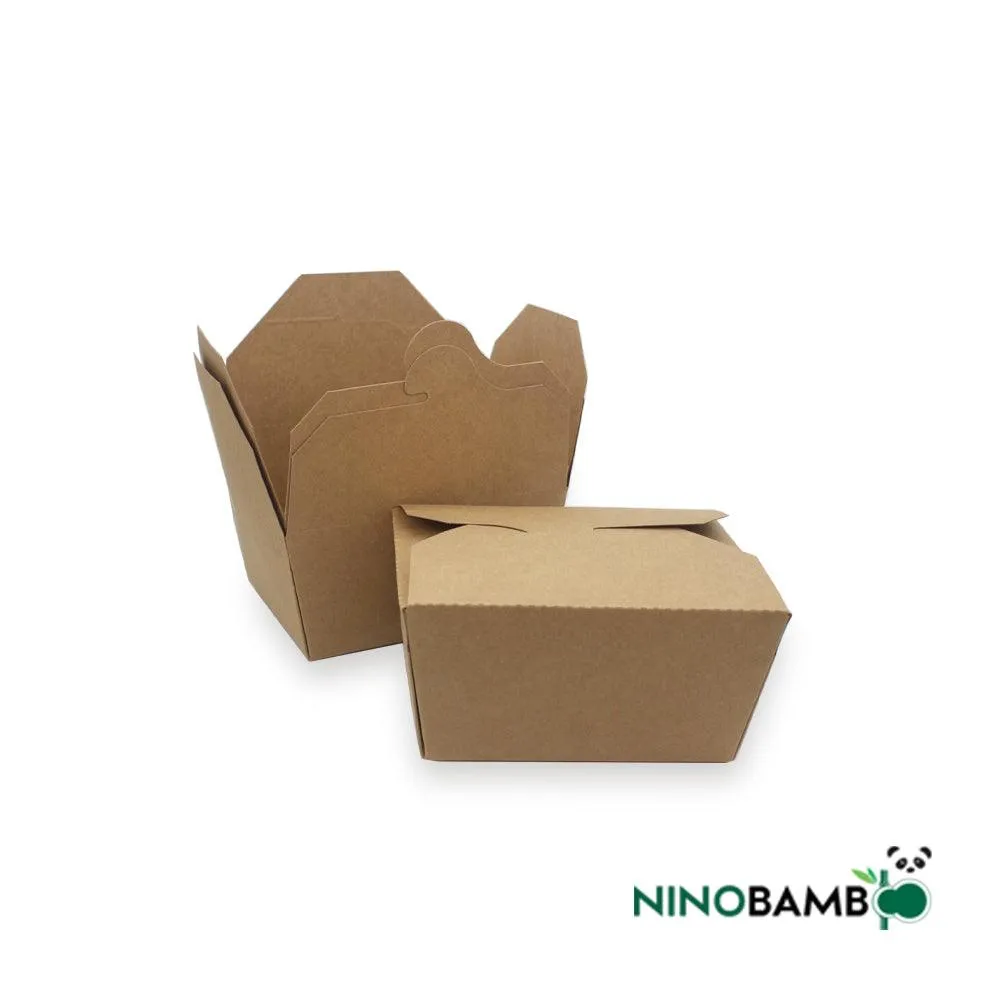 800ml Kraft Paper Disposable Clip-on Foldable Salad Box