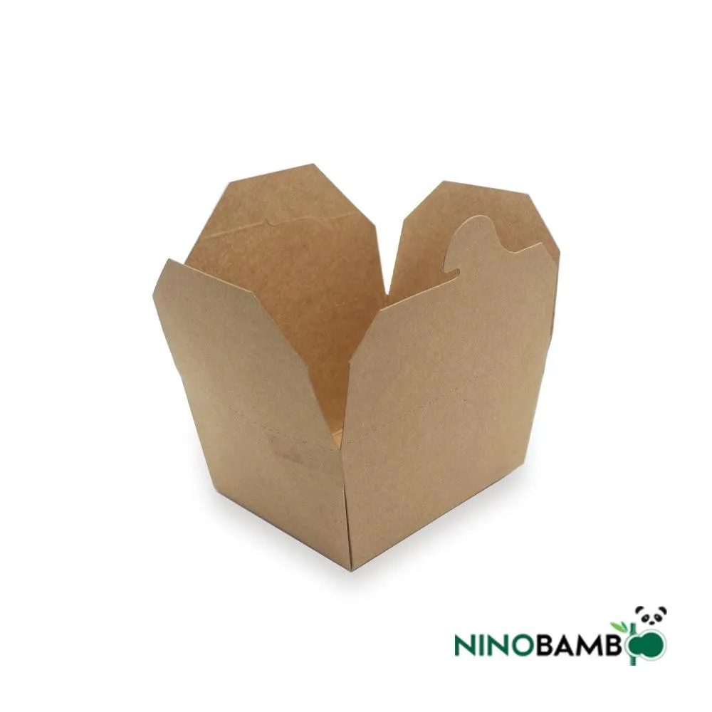 800ml Kraft Paper Disposable Clip-on Foldable Salad Box
