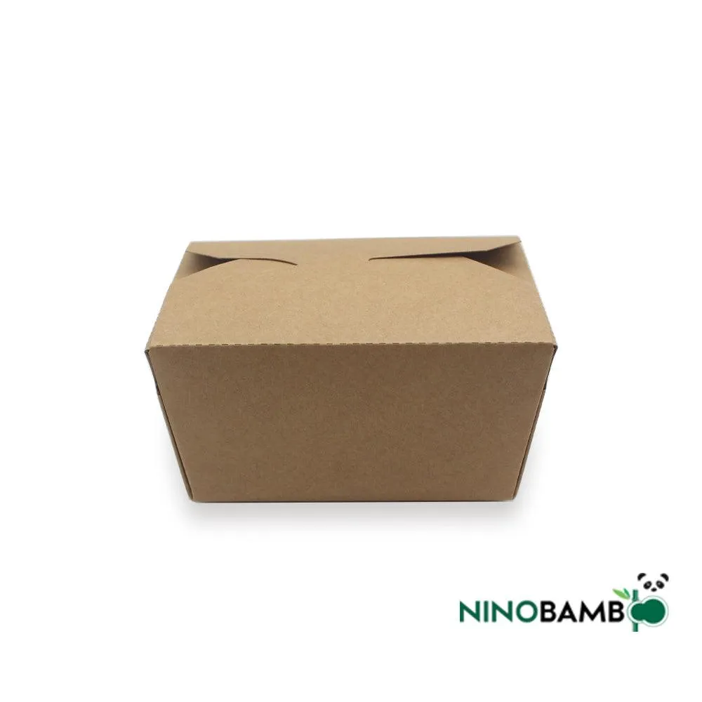 800ml Kraft Paper Disposable Clip-on Foldable Salad Box