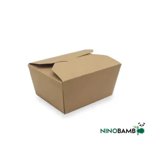 800ml Kraft Paper Disposable Clip-on Foldable Salad Box