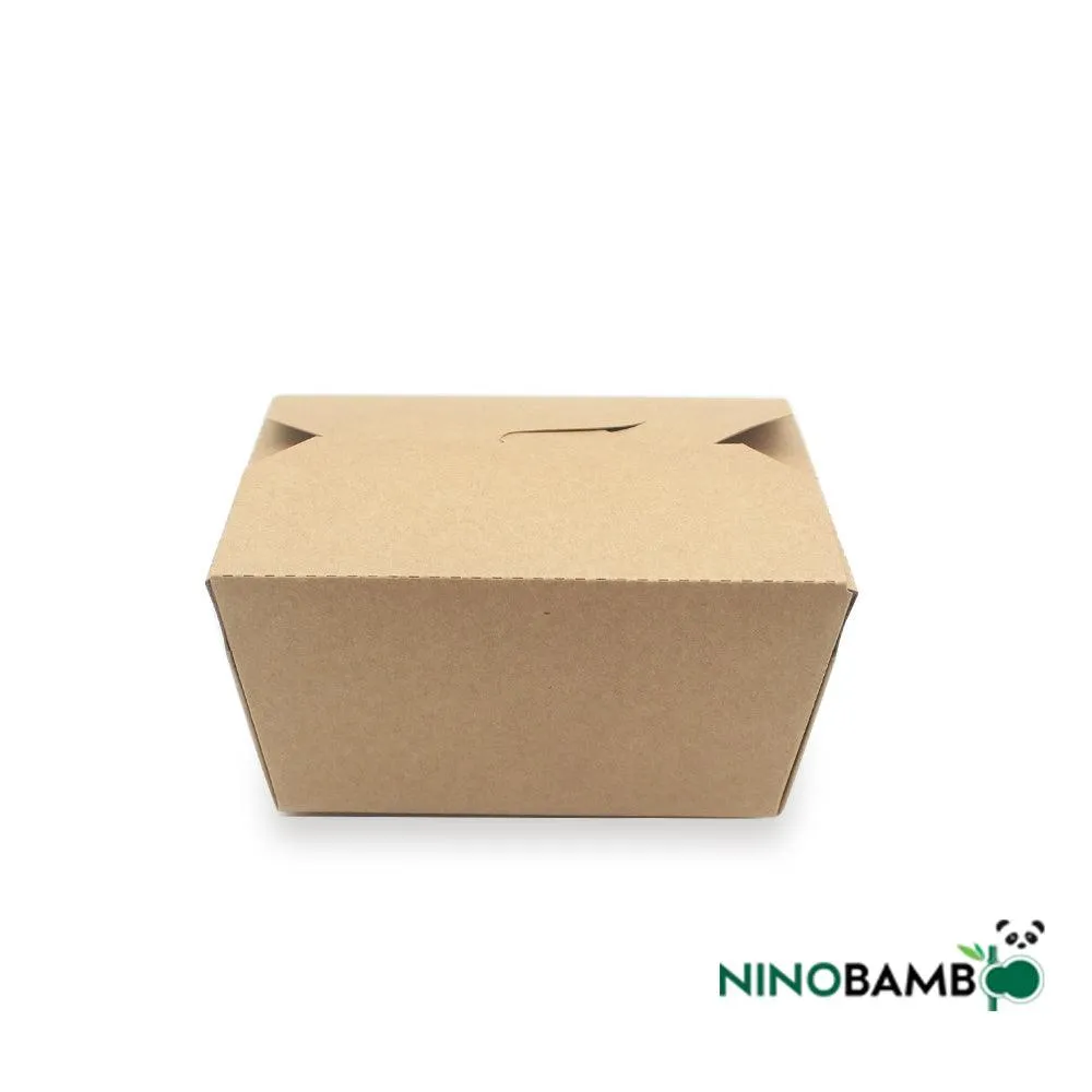800ml Kraft Paper Disposable Clip-on Foldable Salad Box
