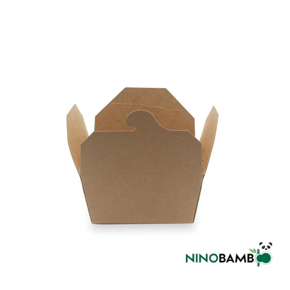 800ml Kraft Paper Disposable Clip-on Foldable Salad Box