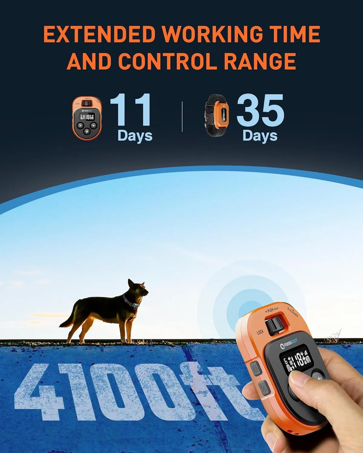 ABBIDOT Dog Training Collar with Remote, Trainers Choice, 4100Ft, 178 Levels, 5 Modes (E-Clicker, Night Lights, Vibration, Correction, Tone), Waterproof, Fits 5-120lbs Small, Medium, Large Dogs