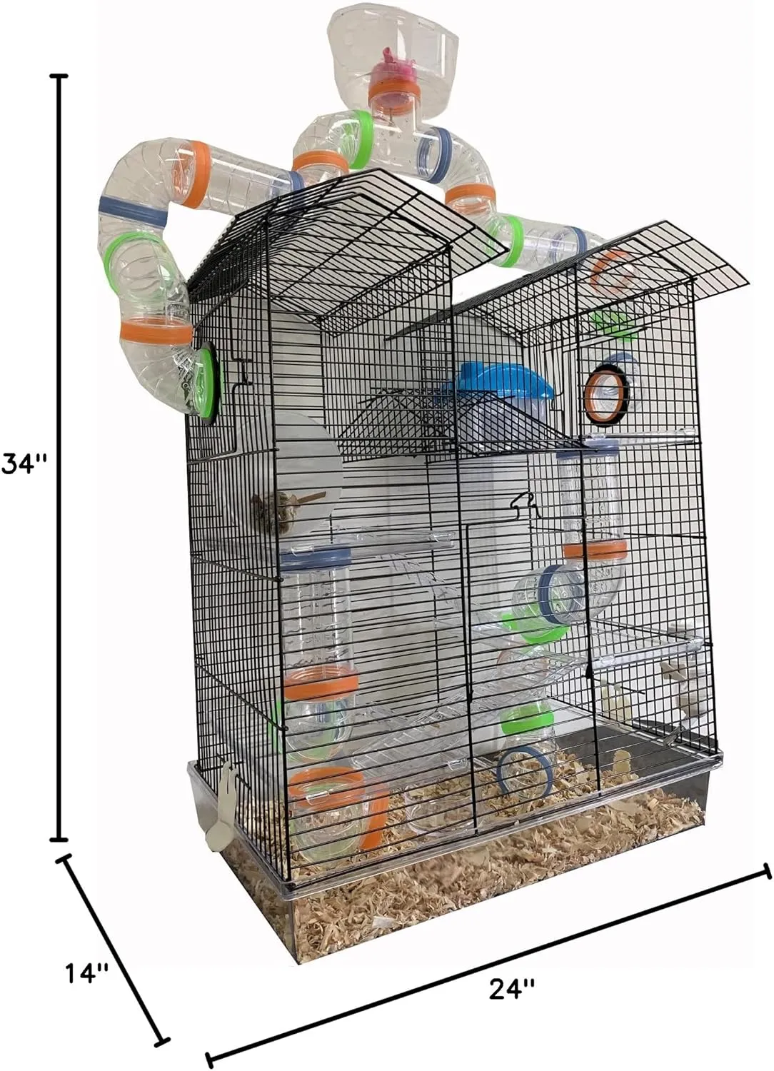 Acrylic Large 5-Level Lookout Tower with Long Crossover Tube Habitat Hamster Rodent Gerbils Mouse Mice Small Animal Cage Deep Acrylic Clear Base with Full Set of Accessories