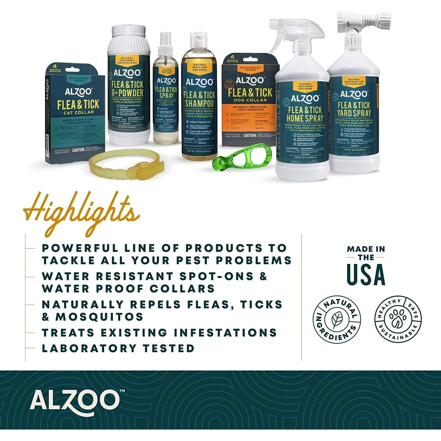 ALZOO Flea & Tick Repellent Spray for Dogs 8 oz.