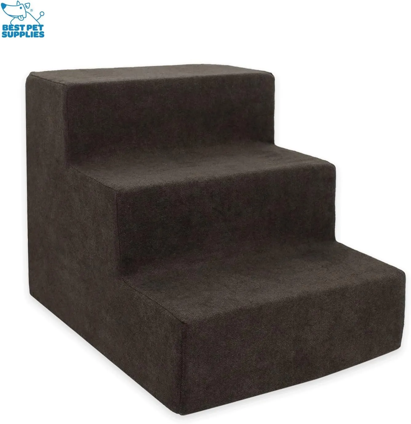 Best Pet Supplies Dog Stairs for Small Dogs & Cats, Foam Pet Steps Portable Ramp for Couch Sofa and High Bed Non-Slip Balanced Indoor Step Support, Paw Safe No Assembly - Dark Brown, 3-Step