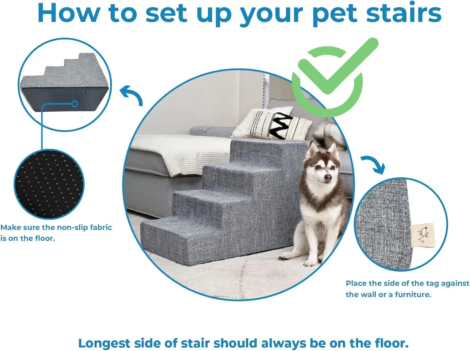 Best Pet Supplies Dog Stairs for Small Dogs & Cats, Foam Pet Steps Portable Ramp for Couch Sofa and High Bed Non-Slip Balanced Indoor Step Support, Paw Safe No Assembly - Dark Brown, 3-Step
