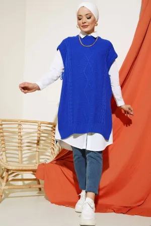 BNG Women Sides Must Be Tied Knitted Sweater in Cornflower Blue - Clermont