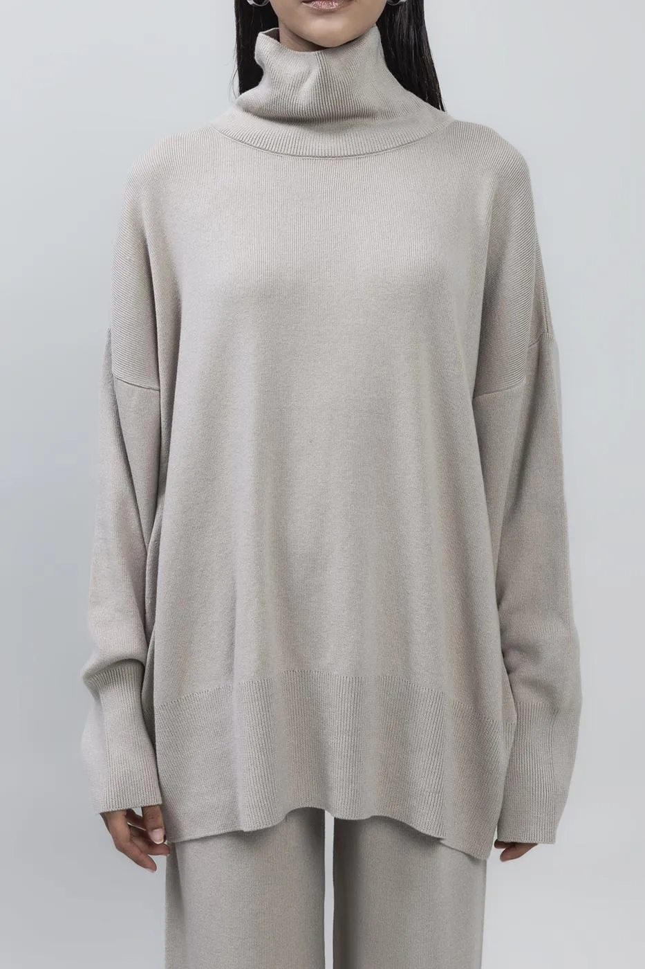 BSL Women Loose Fit Turtle Neck Knit Pullover - Wels