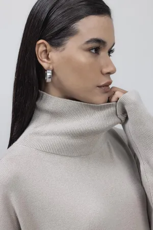 BSL Women Loose Fit Turtle Neck Knit Pullover - Wels