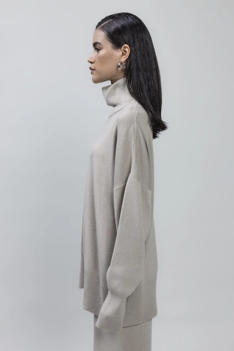 BSL Women Loose Fit Turtle Neck Knit Pullover - Wels