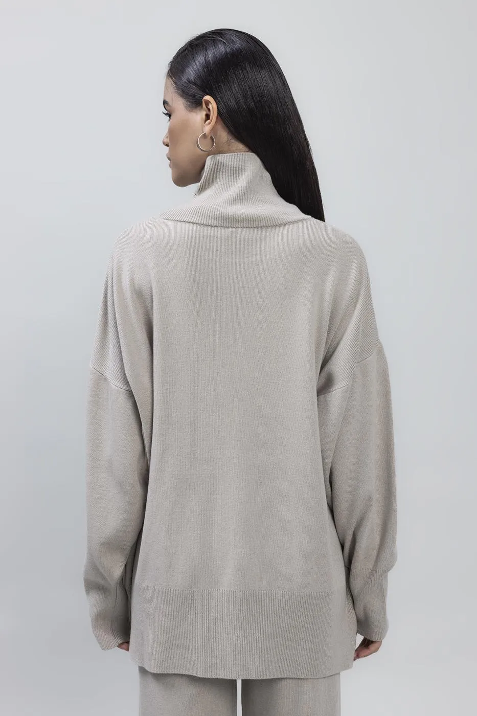 BSL Women Loose Fit Turtle Neck Knit Pullover - Wels