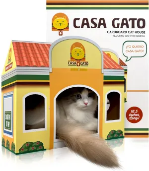 Capnip Cardboard Cat House with Scratcher for Indoor Cats  Mexican Fast Food Theme with Peek Holes, Casa Gato Design