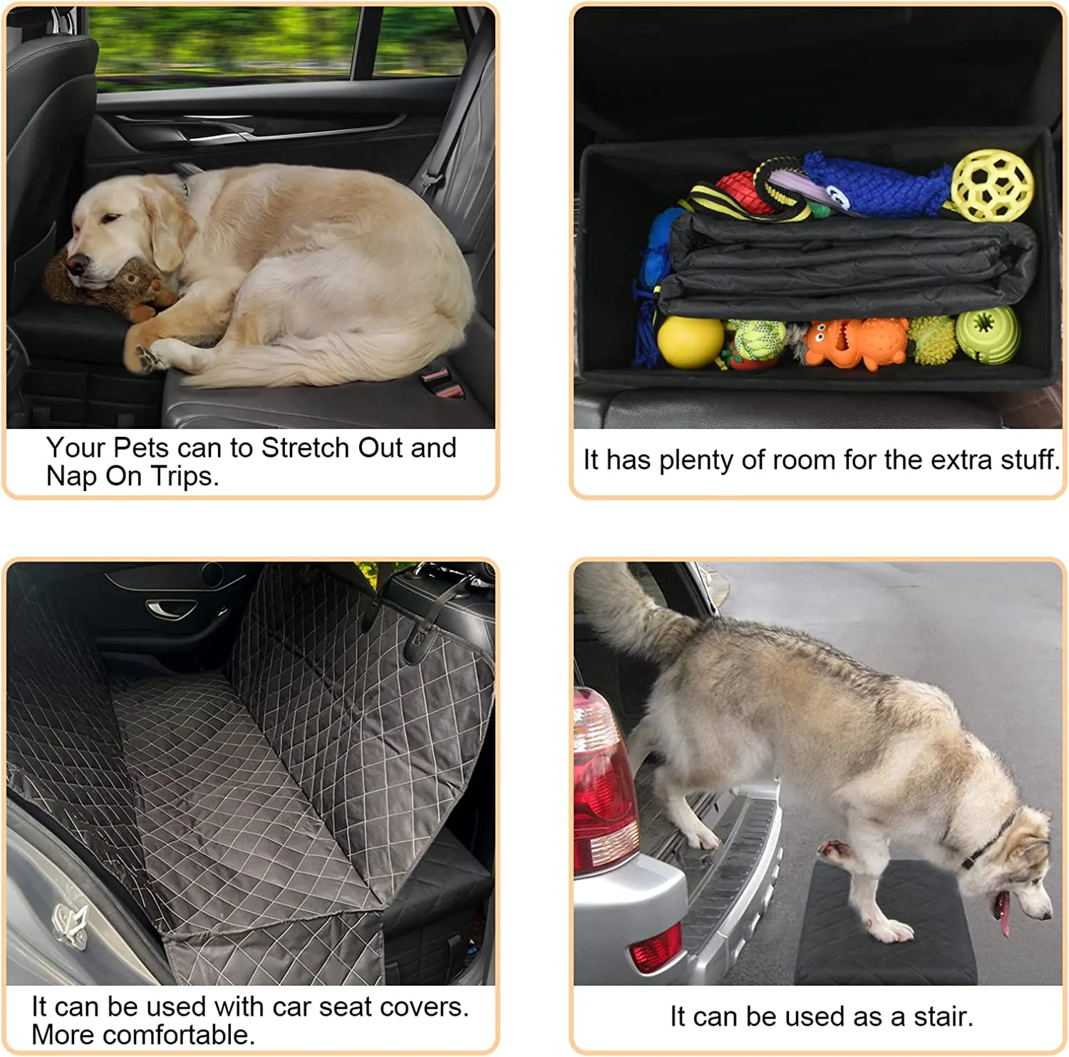 Car Back Seat Extender for Large Dogs up to 200lbs
