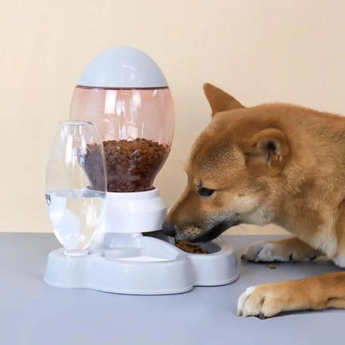 Cat Feeder Set No-Spill Gravity Food Dispenser Waterer Feeding Station Bowl