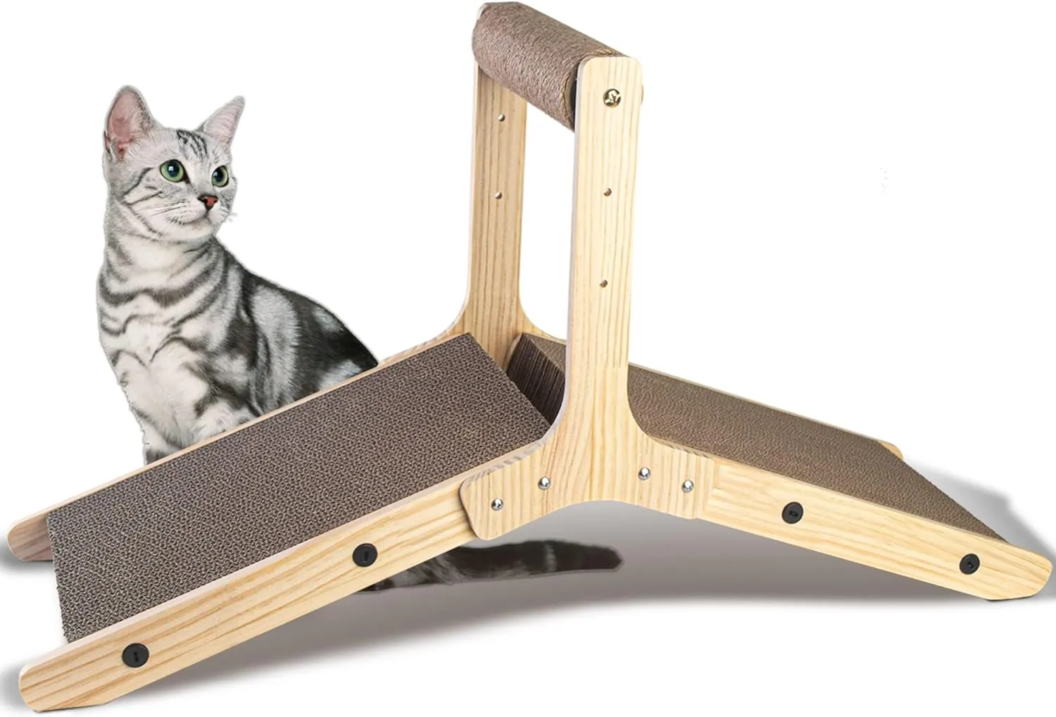 Cat Scratching Post| Vertical&Multiple Angle Cat Scratching Pad | Cat Scratchers for Indoor Cats| Wedge Shaped Corrugated Cardboard | Includes 1 Pack Catnip| 30 X 10.5 X 16.5 Inches