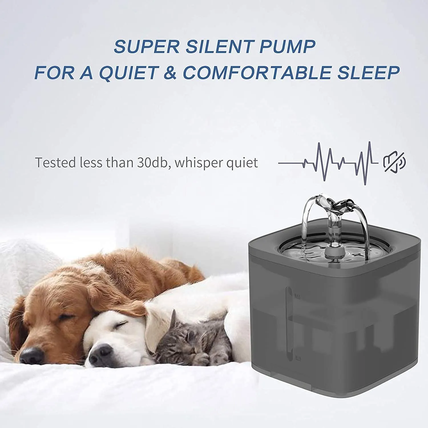 Cat Water Fountain – Pet Water Drinking Fountain 68oz/ 2L Super Quiet Automatic Dog Fountain