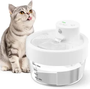 Cat Water Fountain, Rechargeable Cat Fountains for Drinking, Automatic Water Dispenser for Cats Up to 4m Sensing Range, 34oz/1L Pet Water Fountains for Cats and Dogs Indoor