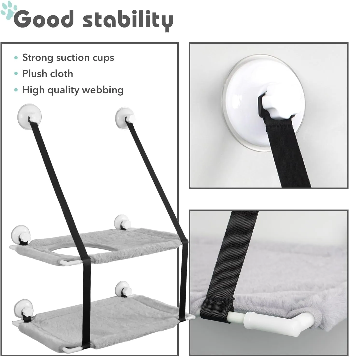 Cat Window Hammock,Sturdy Window Cat Seat Cat Window Perch for Indoor Cat Single and Double Stack Tray Available (Double Stack)