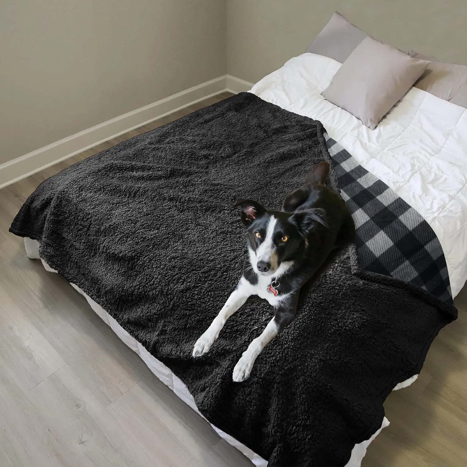 Catalonia Waterproof Bed Blanket, Washable Leakproof Bed Cover for Couples, Reversible Protector Blanket for Couch Sofa, Stain Proof Blanket Pad for Adults, 80X60 inches, Grey Plaid