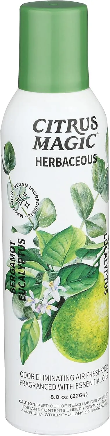 Citrus Magic Herbaceous Odor Eliminating Air Freshener Spray, Bergamot Eucalyptus, 8-Ounce, Pack of 2