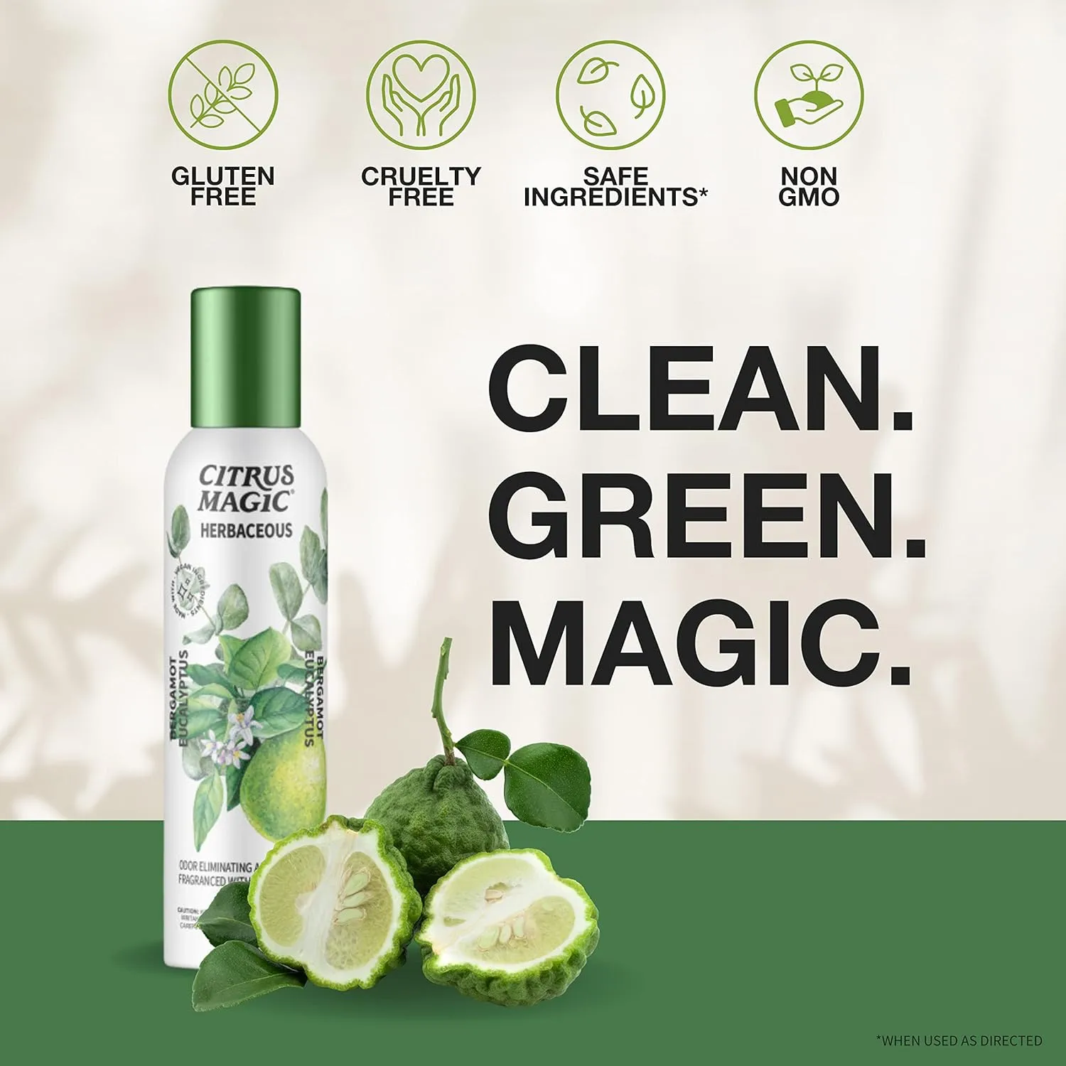 Citrus Magic Herbaceous Odor Eliminating Air Freshener Spray, Bergamot Eucalyptus, 8-Ounce, Pack of 2