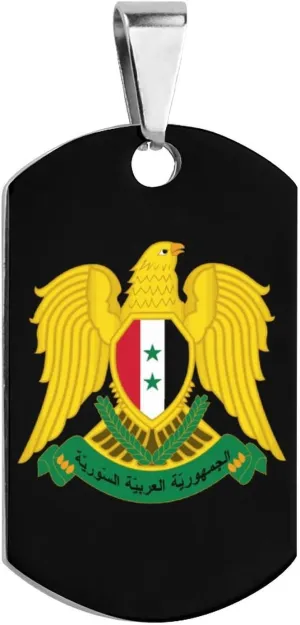 Coat of Arms of Syria Printed Pet ID Tags Personalized Dog Tags Stainless Steel Cat Collar Tags Accessories Decoration