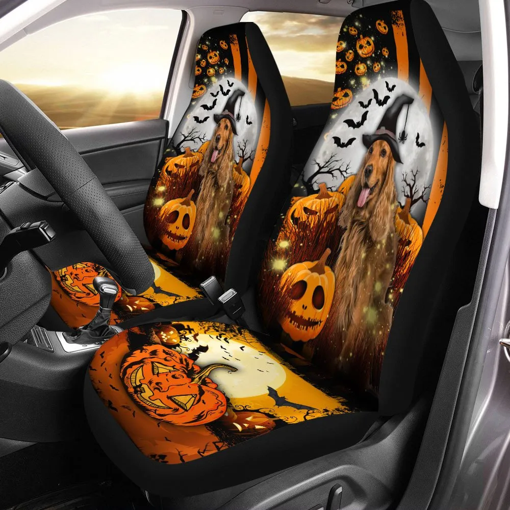 Cocker Spaniel Halloween Pumpkin Scary Moon Car Seat Covers