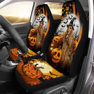 Cocker Spaniel Halloween Pumpkin Scary Moon Car Seat Covers