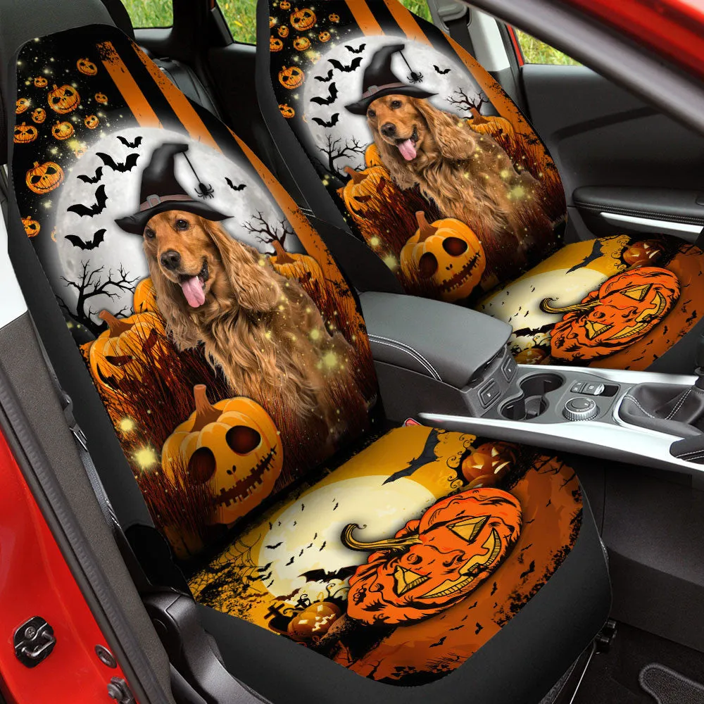 Cocker Spaniel Halloween Pumpkin Scary Moon Car Seat Covers