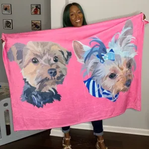 Custom Pet Print Fleece Blanket With Dogs [Best Seller]
