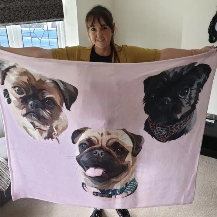 Custom Pet Print Fleece Blanket With Dogs [Best Seller]
