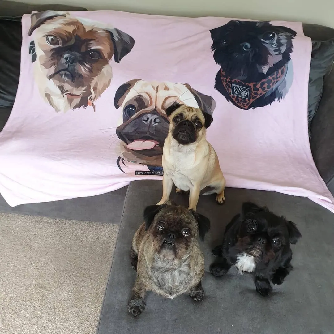 Custom Pet Print Fleece Blanket With Dogs [Best Seller]