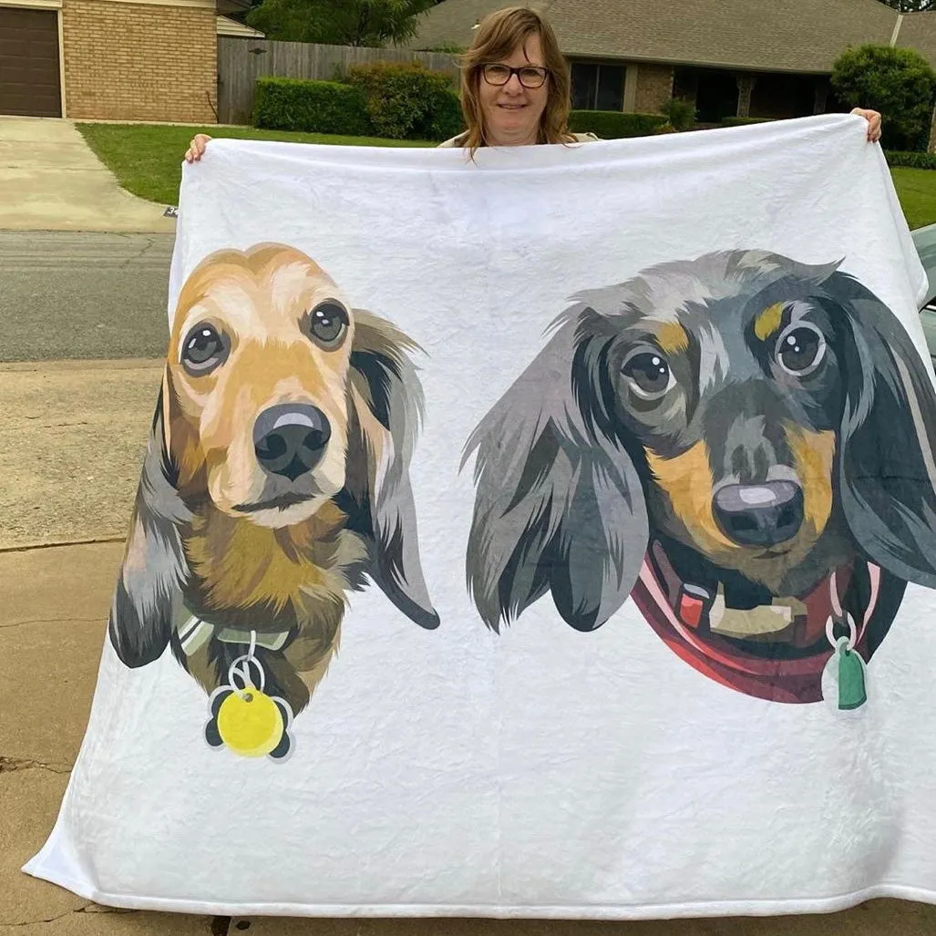 Custom Pet Print Fleece Blanket With Dogs [Best Seller]