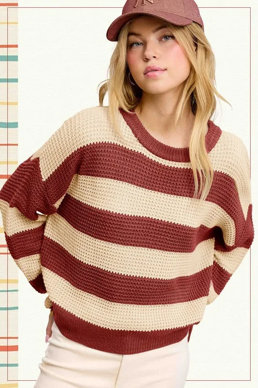 Daniella Super Soft Striped Sweater - Red