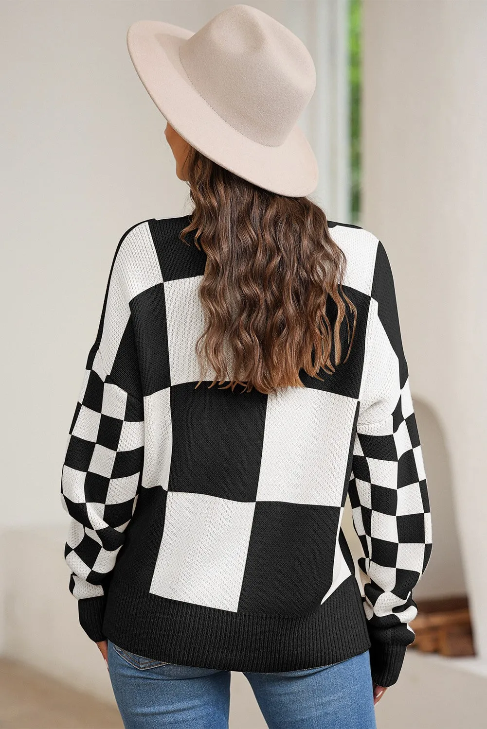 Dean Plaid Knitted Drop Shoulder Sweater