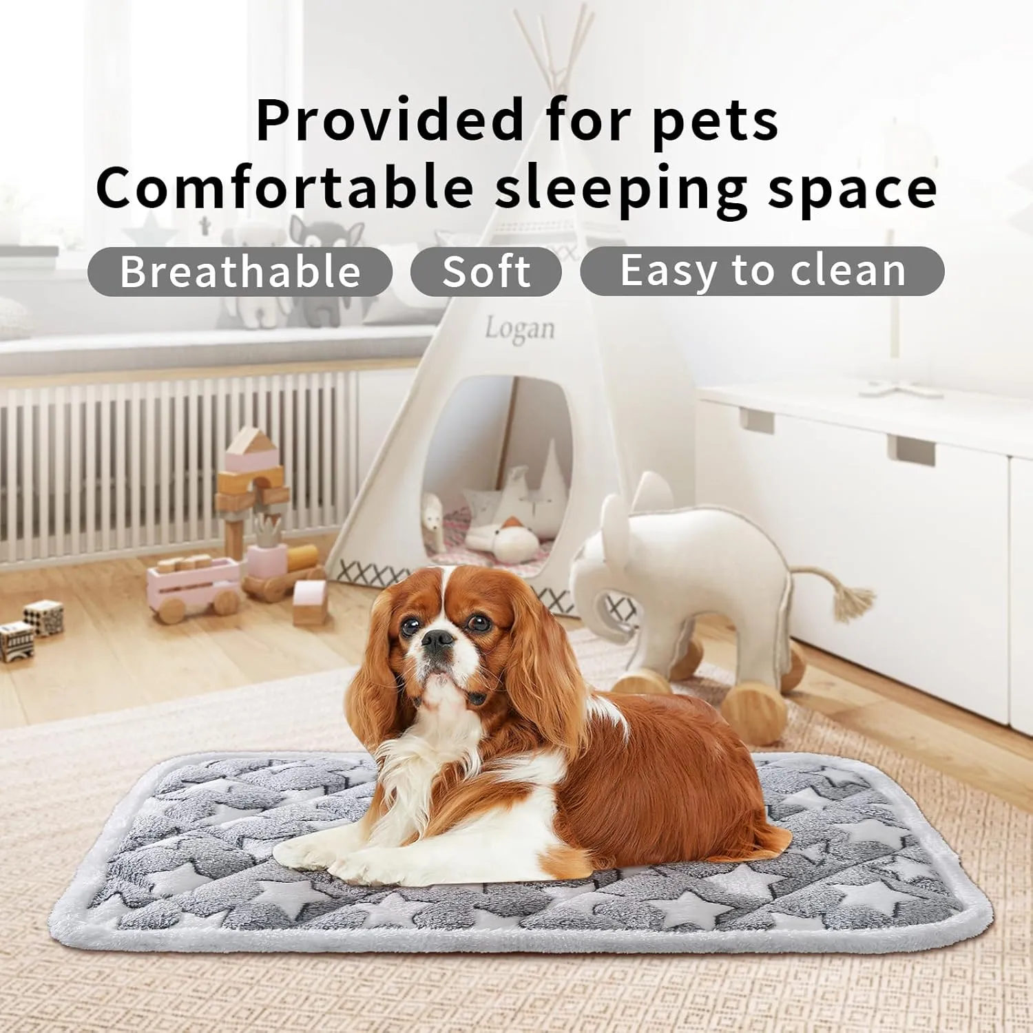 Dog Crate Mats, Soft Reversible Dog Bed Mat, Cat Mat - 24x16 Inch, Short Plush Pet Mat Crate Mat for Small Dogs, 0.6-inch Thick Thin Dog Mat, Machine Washable Ideal for 24-Inch Dog Crates