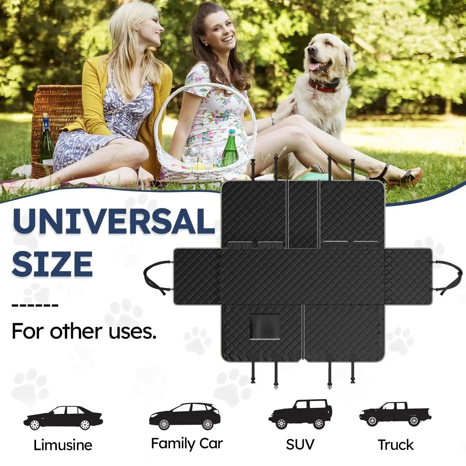 Dog Seat Cover- No-Slid Seat Cover Hammock Heavy Duty Scratchproof Waterproof Pet Seat Mat for Truck SUV Tesla-Machine Washable