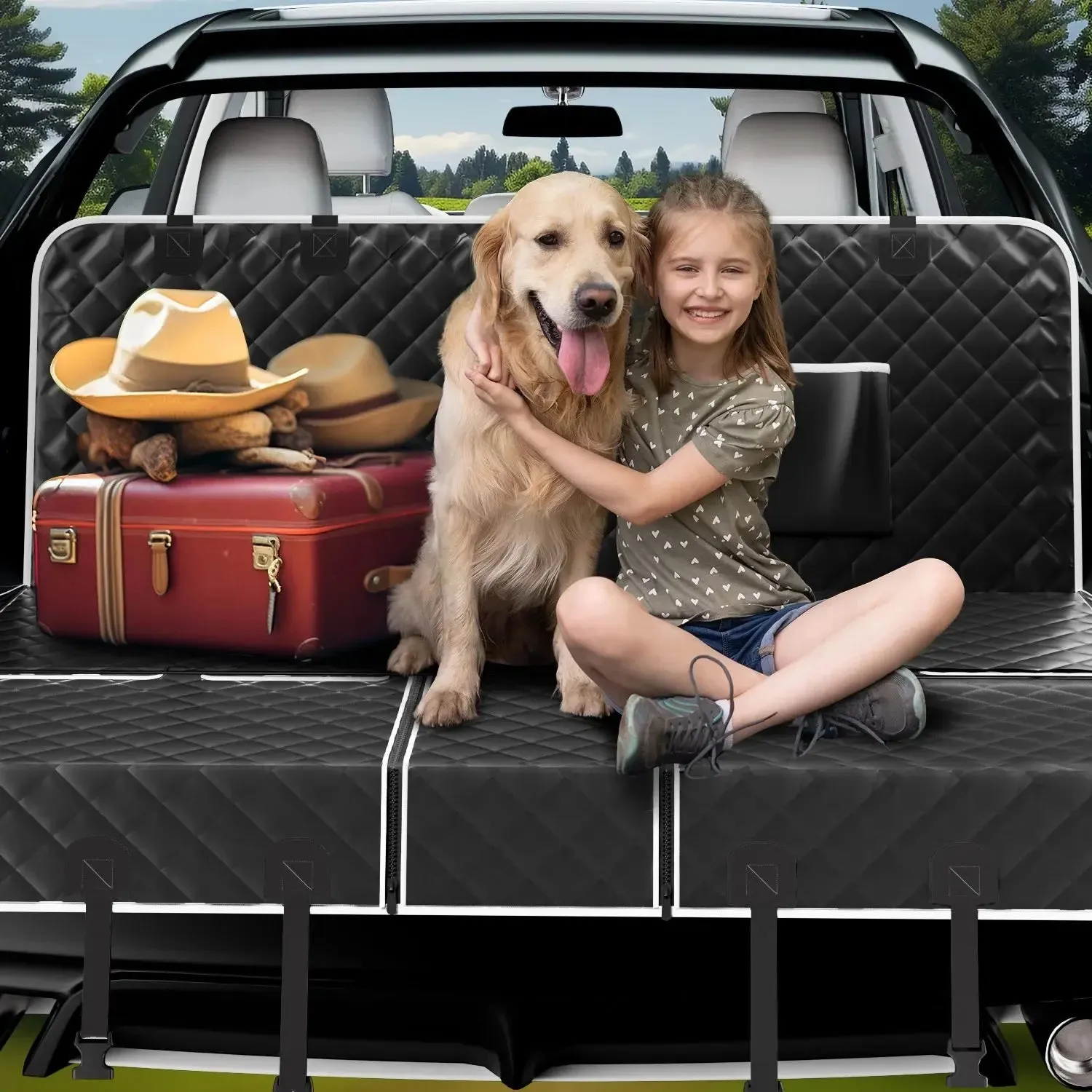 Dog Seat Cover- No-Slid Seat Cover Hammock Heavy Duty Scratchproof Waterproof Pet Seat Mat for Truck SUV Tesla-Machine Washable