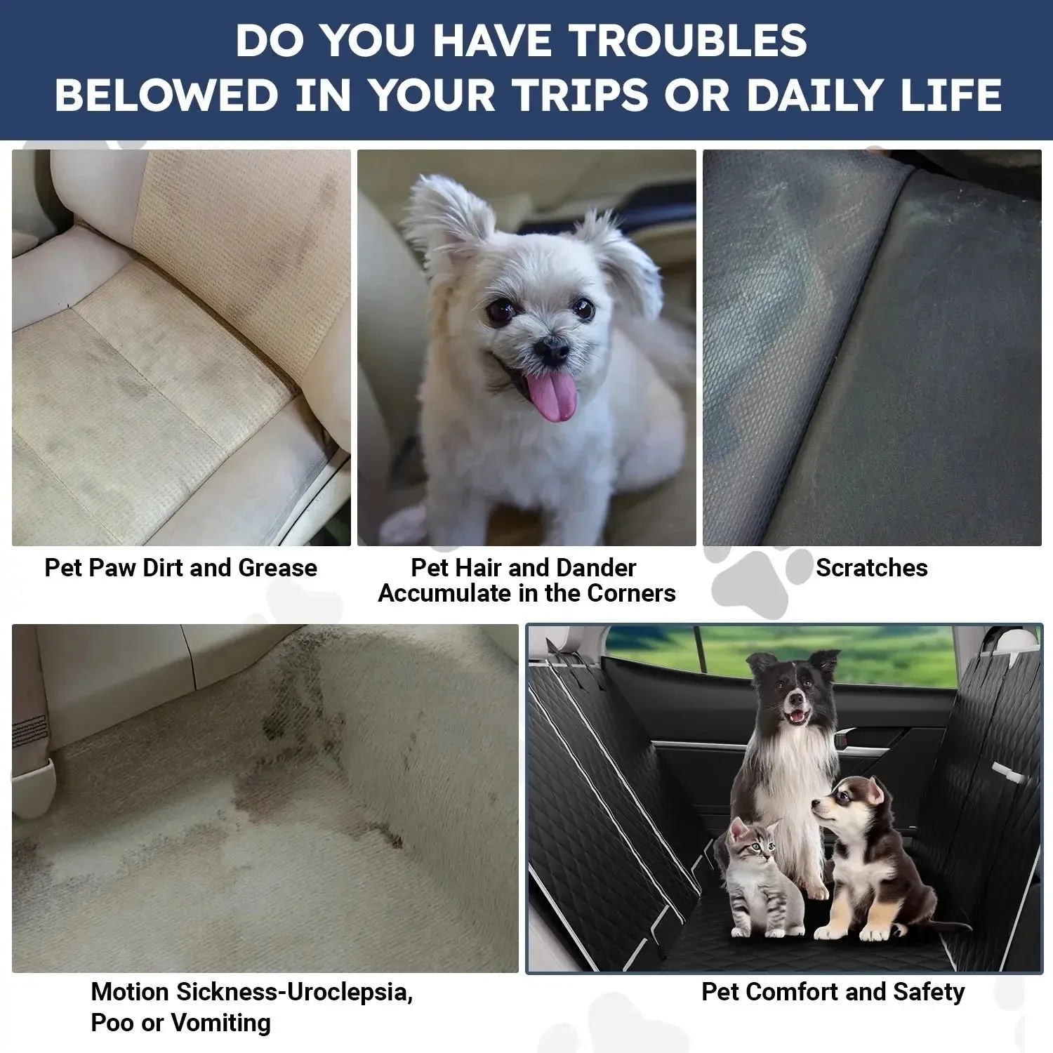 Dog Seat Cover- No-Slid Seat Cover Hammock Heavy Duty Scratchproof Waterproof Pet Seat Mat for Truck SUV Tesla-Machine Washable