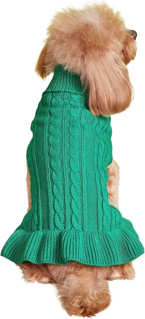 Dog Sweater - Cute Knitted Classic Cat Sweater & Coat for Girls Dog Puppy Cat (Green, XX-Small)